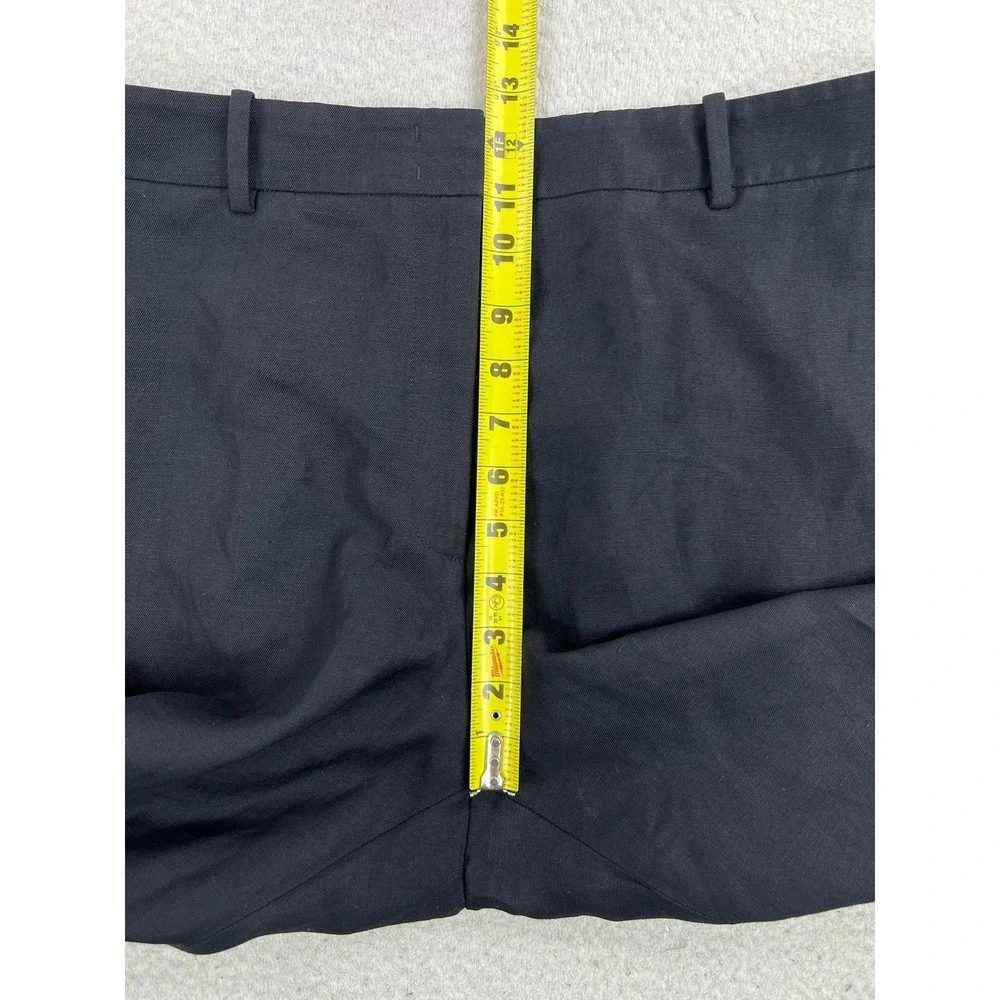 Lafayette 148 New York Pants Womens 14 Black Linen Tapered Ankle PD72R-1W64